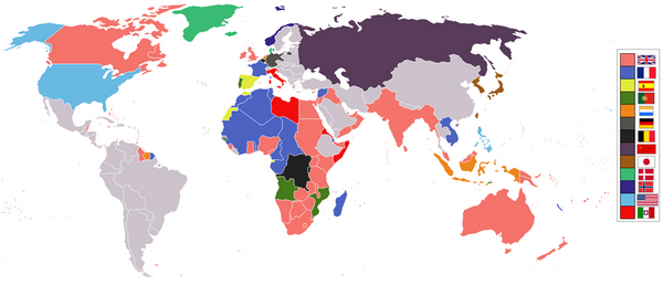карта мировых империй и колоний в 1920 г.