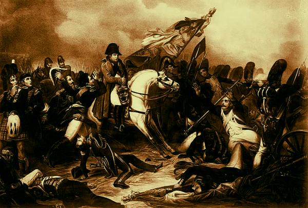 Наполеон при Ватерлоо. Литография первой половины XIX в.