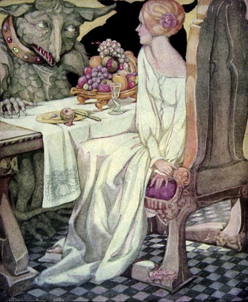 иллюстрация к сказке Красавица и чудовище Анны Андерсон, изображение Anne Anderson (1874-1931)