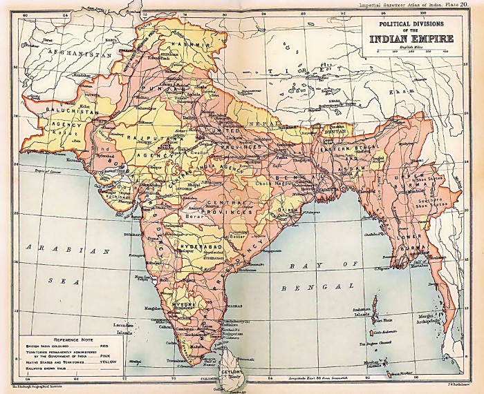 карта британской Индии (1909 г.)