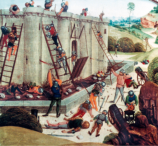 штурм замка, рисунок XV века