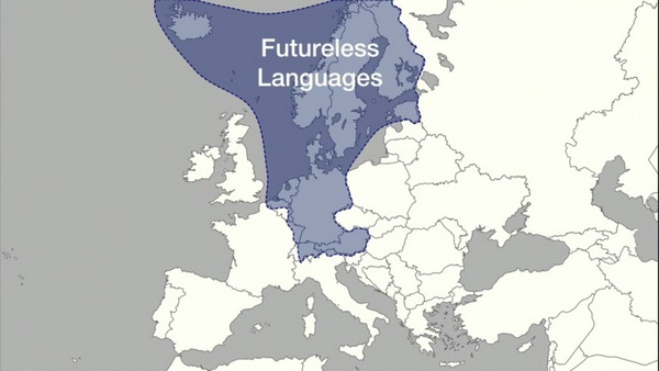 ареал европейских языков с отсутствующим различием между грамматическими категориями настоящего и будущего времени