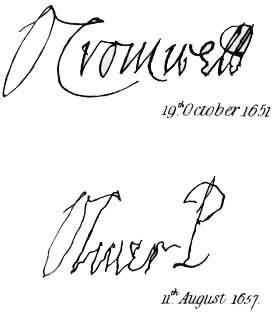 автографы Кромвеля - 1651 и 1657 гг.