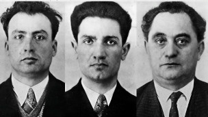 слева направо: Васил Танев, Благой Попов и Георгий Димитров (снимок из архива берлинской полиции)