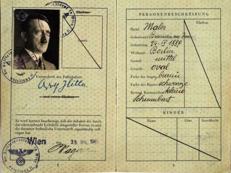 фальшивый паспорт на имя Адольфа Гитлера