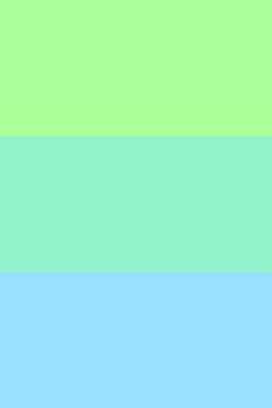 разница в цвете между двумя зелеными оттенками такая же, как между зеленым в середине и голубым