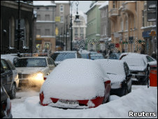 в Польше снегопады сопровождаются сильными морозами